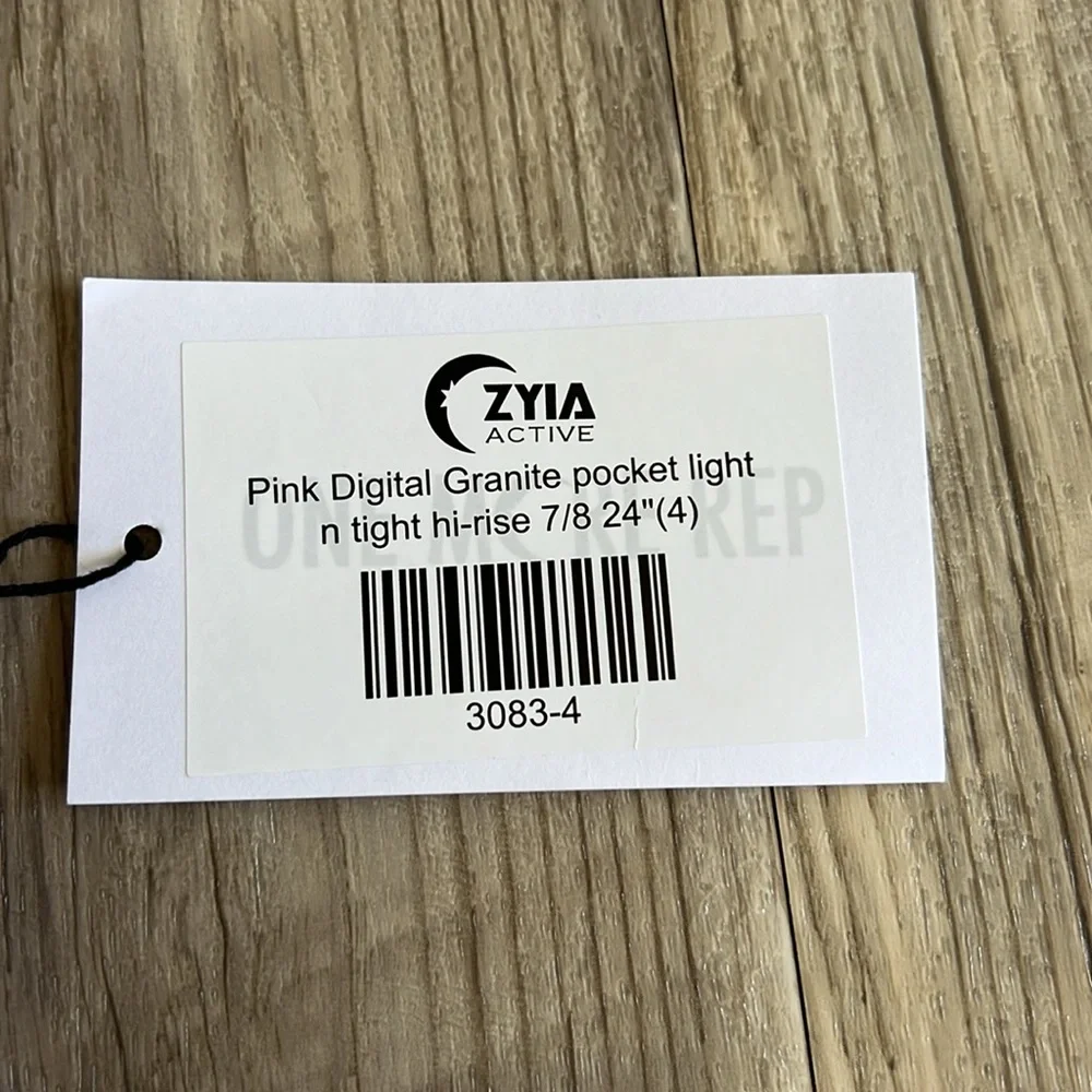 NWT ZYIA Pink Digital Granite Pocket Light N Tight Hi-Rise 7/8 24” Leggings.